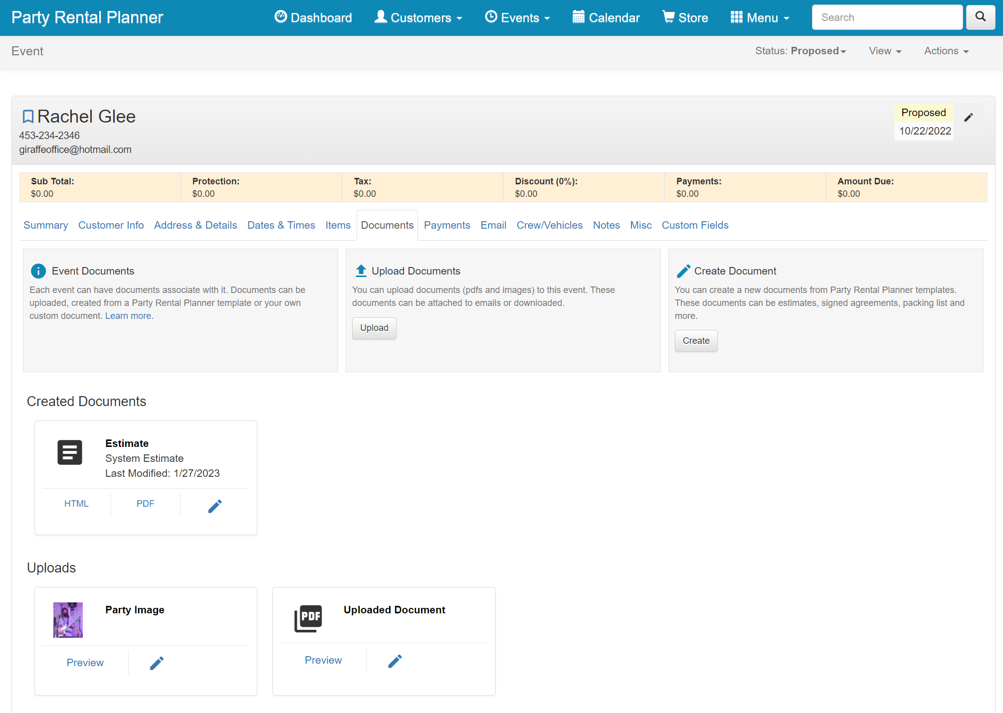 Save your equipment rental invoices as a PDF or e-mail them directly!